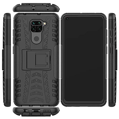 Lustree Redmi Note 9 Kick Stand Back Cover for- Redmi Note 9 (Black)