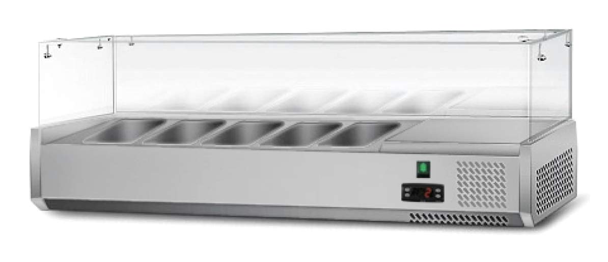 Kuhltheke Kuhlvitrine Kuhlaufsatz 1 X 34 Cm 40 L Fur 5 X Gn Behalter 1 4 2 10 C 110 W R600a Thermostat Glasabdeckung Abtaufunktion Edelstahl