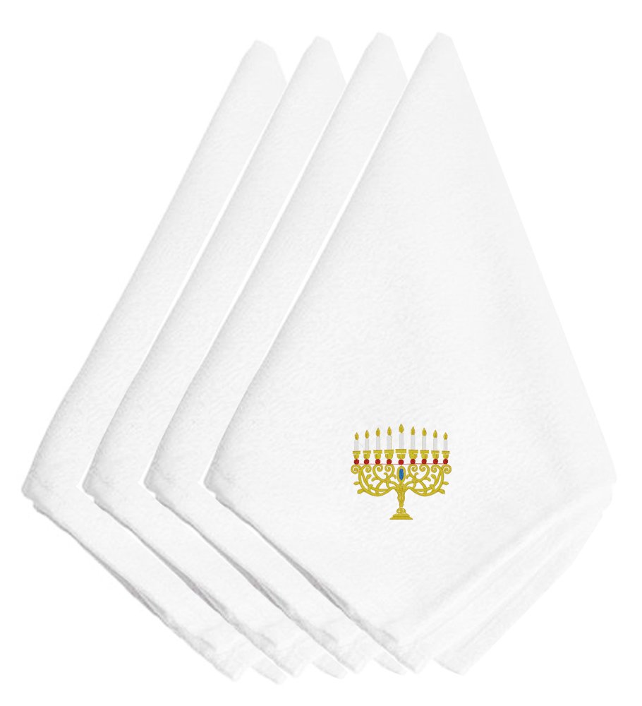 Caroline's Treasures Hanukkah Menorah Embroidered Napkins Set of 4 EMBT2991NPKE, Fabric, Multicolor