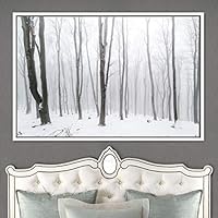 Framed Canvas Wall Art Rustic Woods Brown Dark Dramatic Forest Group Nature Photography Realism - 16x24 inches