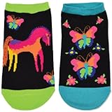 Laurel Burch Women's 2 Pack Lively Nature Crew Socks, Mystical Horse,9-11