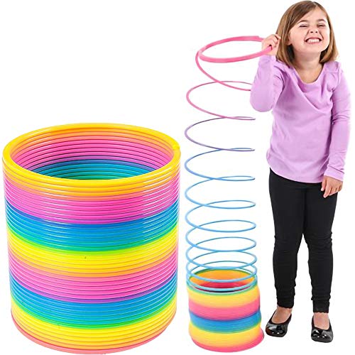 The Dreidel Company Jumbo Rainbow Plastic Coil Spring, Party Favor for Kids, Individually Wrapped, 7