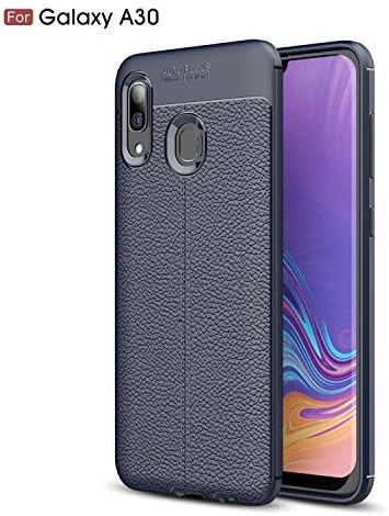 Thin Silicon Galaxy A30 Case,FAIRYCASE Litchi Grain TPU Leather Back Cover for Samsung Galaxy A30 6.4inch Case(2019),Navy