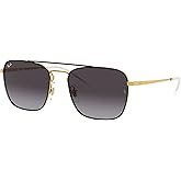 Ray-Ban Man Sunglasses Black On Gold Frame, Grey Lenses, 55MM