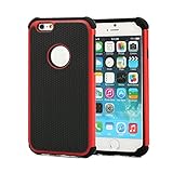 iPhone 6 Plus Case, oneCaseâ€ž iPhone 6 Plus 5.5 Case Dual Layer Rugged Heavy Duty Impact Matte Armor Defender Hard Hybrid Shock Absorbing Case Cover for Apple iPhone 6 Plus 5.5 Inch With Screen Protector (2in1-Red/Black)