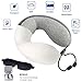 Memory Foam Travel Pillow - Airplane Neck Pillow with Washable Cover, Ear Plugs and Eye Mask for Superior Comfort Breathable Pillow Gray by The Comfort Brand