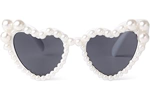 ADE WU Heart Sunglaskses Kids Cute Pearl Heart Shaped Sunglasses for Girls Age 3-8
