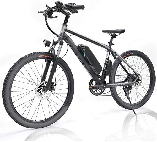 petreill 26 Inch 350W Electric Adult Mountain Bicycle 7 Speeds E-Bike 48V 10.4Ah Removable Waterproof Lithium Battery Assisted Electric Bike with Smart Multi Function LED Dashboard