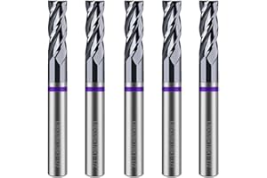 VIERDWIN 1/8" Carbide Square End Mill 4 Flute (5-Pack) - CNC Router Bits for Aluminum, Steel, Brass - 1/8" Shank, 3/8" Cut, 1-1/2" OAL - High Precision Engraving