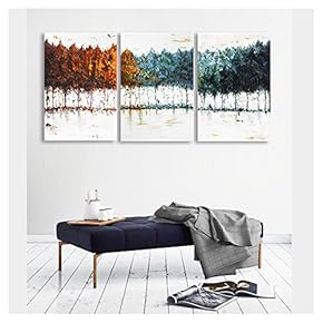3 Piece Canvas Wall Art -Abstract Colorful Trees - Watercolor Painting Style Modern Home Art - 16"x24"x3 Panels