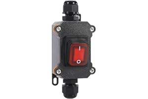Meskliu Waterproof Inline Cord Switch,DPST AC 20A-125V,16A-250V Outdoor Start Stop Switch,On Off Toggle Switch Double Entry/Outlet with Red Light Rocker Button Switch