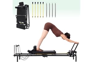 Fairgom Foldable Pilates Reformer Machine, Dual Resistance with Springs and Cords, Pilates Equipment for Home and Gym Use, Suitable for Advanced and Beginners Users, Up to 400 lbs Capacity