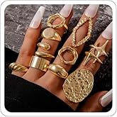 ANGLEQUEEN Gold Silver Rings for Women Pearl Colorful Rhinestone Waterproof Chunky Silver Ring Non Tarnish Gold Ring Set Stackable Statement Rings Adjustable Open Fashion Jewelry