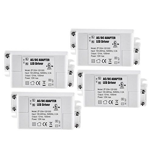 YAYZA! 4-Pack Premium IP44 12V 1A 12W Low Voltage LED Driver Transformer AC DC Switching Power Supply