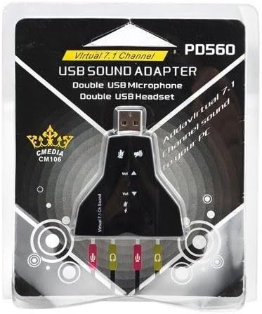USB Sound Adapter, USB PC Laptop To Mic Speaker Headphone Virtual 7.1 Channel 3D Audio Sound Card Adapter, Double USB Microphone and Double USB Headset