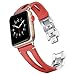 Secbolt 42mm/44mm Leather Bands Compatible with iWatch Band Series 4/5/6 44mm, Series 3/2/1 42mm, Handmade Vintage Leather Bracelet, Hollowed Red