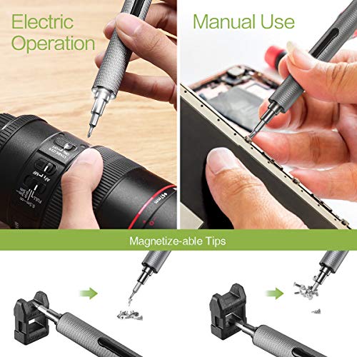 KeeKit Precision Electric Screwdriver, 22 in 1 Portable Power Screwdriver with 20 Bits, Rechargeable Repair Tool Kits with USB Charging, 3 LED Light, Magnetizer for Phones, Watches, Camera, Laptop - Thumbnail 5