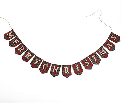 Amazon ハイタオ クリスマスリネンバナー黄麻布刺繍ゴールドライン文字列フラグクリスマスフラグの休日の装飾クリスマスの飾り テーブルランナー オンライン通販