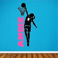 EYE CANDY SIGNS Personalized Girl Basketball Player Decal Wall Sticker Removable Basketball Wall Art Lettering