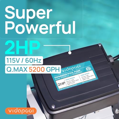 VIDAPOOL In/Above Ground Pool Pump Self Primming High Flow,Matta Black
