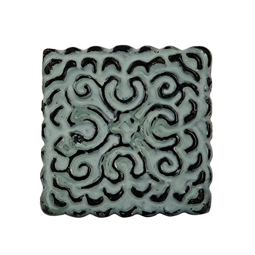 MarktSq Set of Four Square Metal Cabinet Knob in Distressed Sage Green