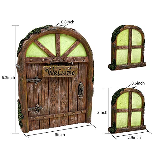 ALLADINBOX Miniature Fairy Gnome Home Window and Door with Welcome Sign for Trees Decoration, Glow in Dark Fairies… - Image 3