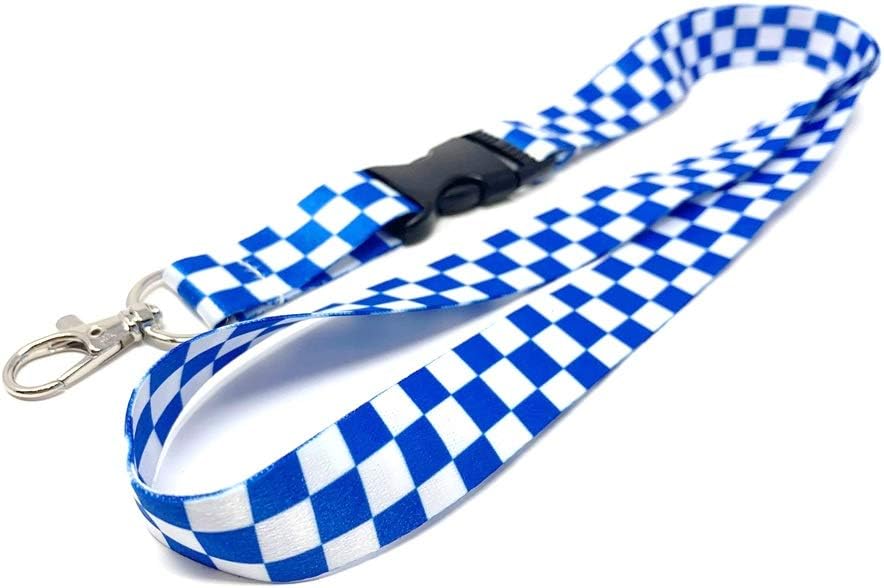 KYBA - Blue & White Checkered Premium Lanyard, ID Holder, Badge Holder