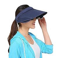 Guerbrilla NEW Chic Pure Color Wide Brim Sunhat Hat with Retractable Visor (blue)