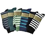 Fine Fit Men's Dress Socks Designer Multicolor Stripes Size 10-13 (6 Pairs)