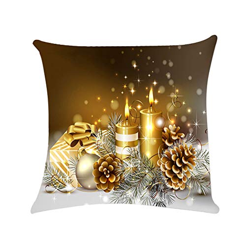 MIARHB Gold Pillow Case Merry Christmas Happy New Year Letters Christmas Deer Vintage Christmas Sofa Bed Home Decor Pillow Case Cushion Cover(D, 18'' × 18'')
