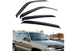 LQQDP 4pcs Window Visors Compatible with Tahoe Yukon 2000-2006 Compatible with Escalade Base 2002-2006 Front+Rear Smoke Sun/Rain Guard Outside Mount Tape-On