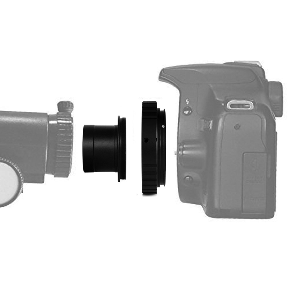 Fully Metal 1.25 T Adapter and T2 T Ring Adapter for All Canon EOS