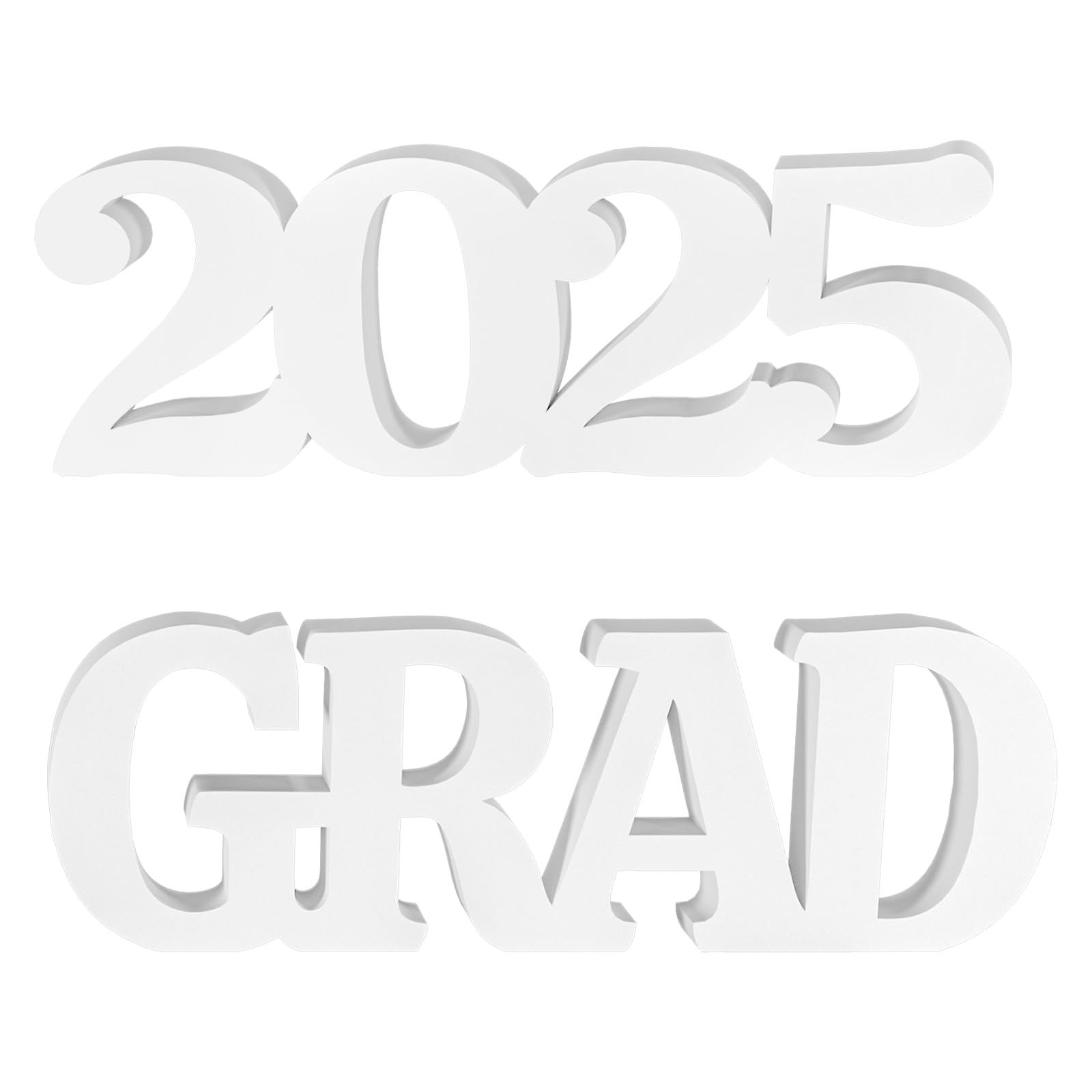 Photo 1 of 2025 Grad Sign Graduation Decorations, White Faux Wooden Photo Props, 2025 Grad Graduation Table Decorations for Any Schools Party