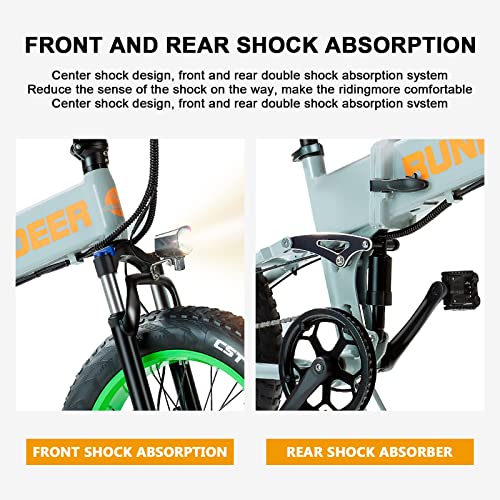 RUNDEER 750W Electric Bike for Adults Electric Bicycle 20in Fat Tire