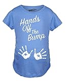 Maternity Hands Off the Bump Pregnancy Announcement T shirt (Heather Blue)