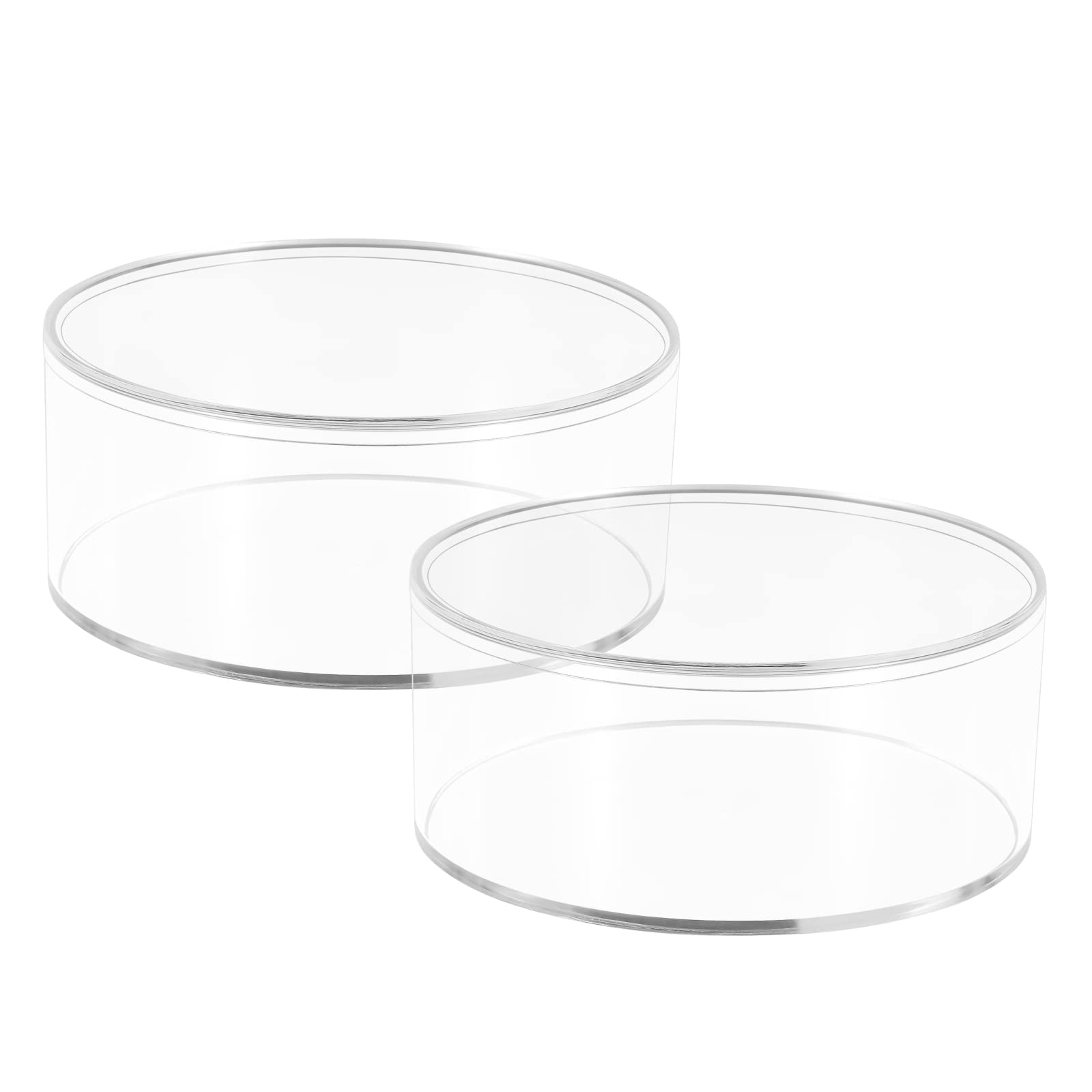 Photo 1 of Dayaanee Round Acrylic Container, 2 Pack Clear Round Acrylic Box Organizer with Lid Circle Box with Lid, 5.9” x2.6 Storage Boxes for Candy,Pill, Nails, Beads and Tiny Jewelry