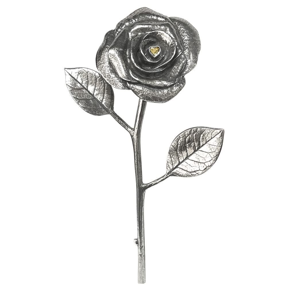 English Pewter Company 50th 50 Year Golden Wedding Anniversary Everlasting Forever Rose With Heart Crystal Keepsake Gift [ANN108]