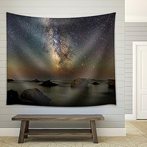 Milk Way Over Lake - Fabric Wall Tapestry Home Decor - 51x60 inches