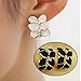 HuntGold 1 Pair Girl's Cute Gardenia Flower Crystal Rhinestone Ear Hoop Buckle Ear Stud(black)