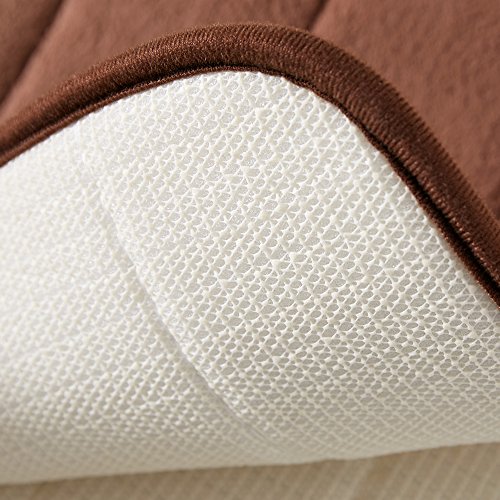 Bathroom Rugs, Bath Mat, Set of 2 Memory Foam Bath Mat and U-shape Toilet Floor Rug (Brown) - Thumbnail 4
