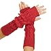 Pair Lady Braided Knitted Crochet Long Soft Arm Fingerless Winter Warmer Gloves Red