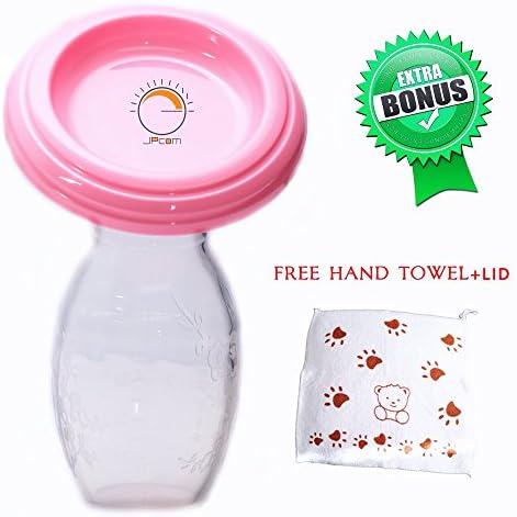 JPcom Silicone BreastPump Manual Breastfeeding with Protective Lid and Bonus Hand Towel Milk Saver Suction Portable Design Ideal for Travel Camping and Emergency