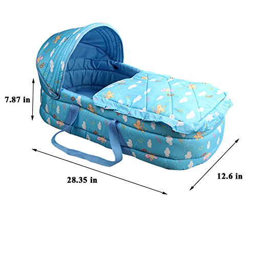 Olpchee Portable Baby Carrycot Baby Travel Bed Crib Infant Transporter Basket with Double Handle for 0-7 Months Babies (Army Green)