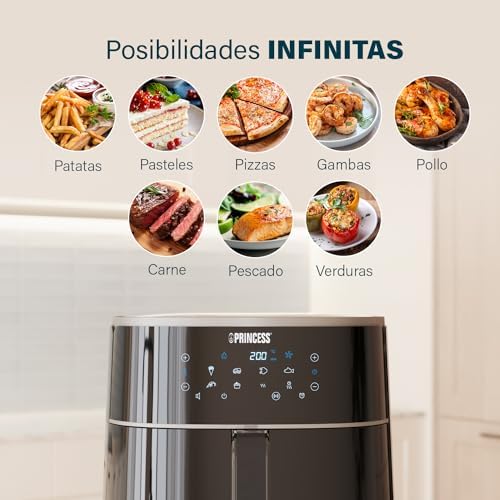 Fritadeira princess digital air - capacidade variável do recipiente - máximo 8 l - 6 programas predefinidos - menos óleo - display digital - 182254