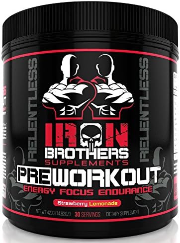 Pre Workout Supplements Powder for Men/Women - Best Creatine Free Nutrition - Muscle Pump Optimum Energy Fat Burner - 30 Servings–Most Potent Natural High Stimulant-Strong Caffeine Strawberry Lemonade