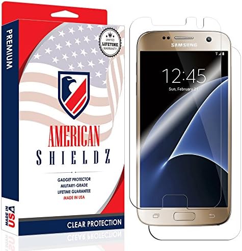 (Front &amp; Back) Galaxy S7 Screen Protector by American Shieldz Full Coverage Screen Edge-to-Edge, Invisible Clear HD Shield Anti-Bubble, Lifetime Replacements