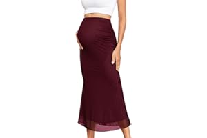 AISWI Maternity Mesh Mermaid Skirt Adjustable Waist Over The Belly Elegant Stretchy Pregnancy Maxi Skirts Spring Summer