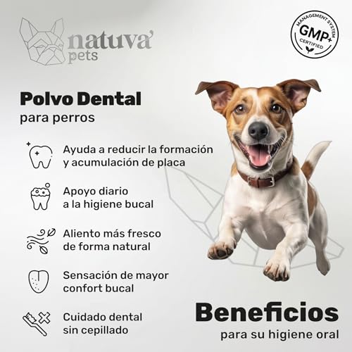 100% Natural Dog Dental Cleaner with Kelp Premium Algae - 180g | Bad Breath Powder, Plaque & Tartar - Toothbrush & Toothpaste Alternative - Natuva Pets