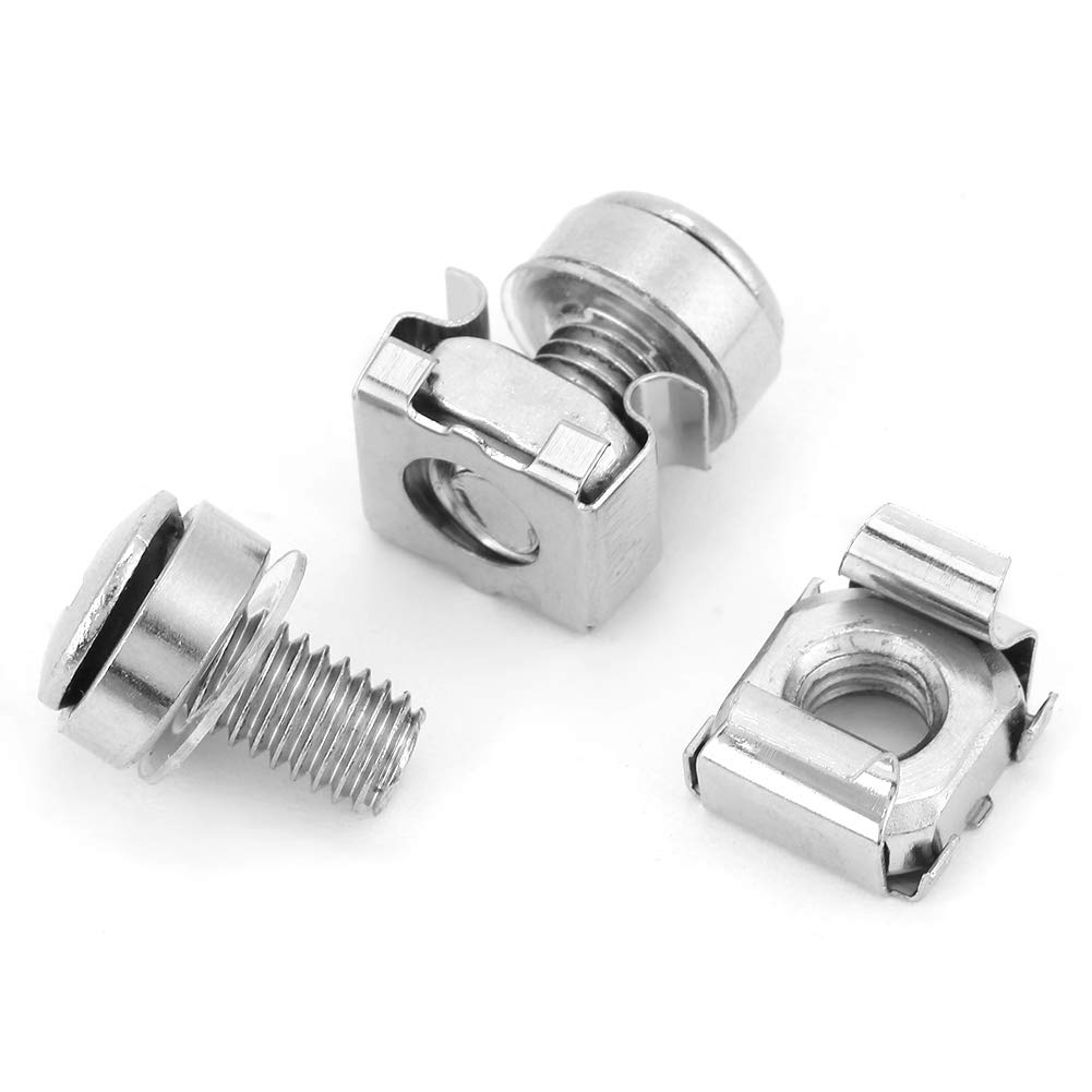 Network Cabinet Screw Nut, 20Pcs M5*16 M5*20 M6*16 M6*20 (Optional) Screws and Cage Nuts Assortment Kit, Cage Nut Fits for Network Cabinet Rack, Mechanical Mold(M5*16(20PCS))
