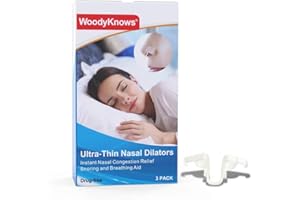 WoodyKnows Ultra-Thin Nasal Dilator, improves sleep and sports airflow, alleviates nasal congestion and nose-related snoring, deviated septum aid (M 3 Pack)